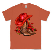 Copper valentines day cowboy boots red  and roses Classic Tee - AdoDesignShop