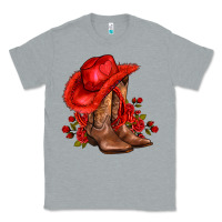 Heather Grey valentines day cowboy boots red  and roses Classic Tee - AdoDesignShop