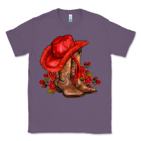 Lavender valentines day cowboy boots red  and roses Classic Tee - AdoDesignShop