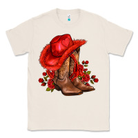 Natural valentines day cowboy boots red  and roses Classic Tee - AdoDesignShop
