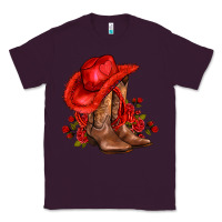 Plum valentines day cowboy boots red  and roses Classic Tee - AdoDesignShop