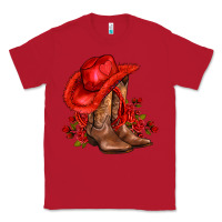 Red valentines day cowboy boots red  and roses Classic Tee - AdoDesignShop
