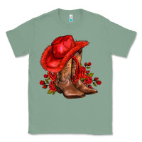 Sage valentines day cowboy boots red  and roses Classic Tee - AdoDesignShop