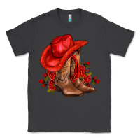 Smoke valentines day cowboy boots red  and roses Classic Tee - AdoDesignShop