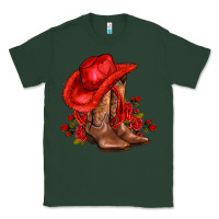Sports Green valentines day cowboy boots red  and roses Classic Tee - AdoDesignShop