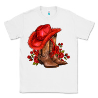 White valentines day cowboy boots red  and roses Classic Tee - AdoDesignShop