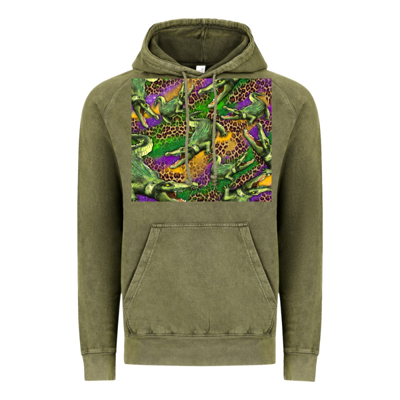Mardi Gras Louisiana Crocodile Leopard Vintage Hoodie by RanaPortraitStore | Teevron