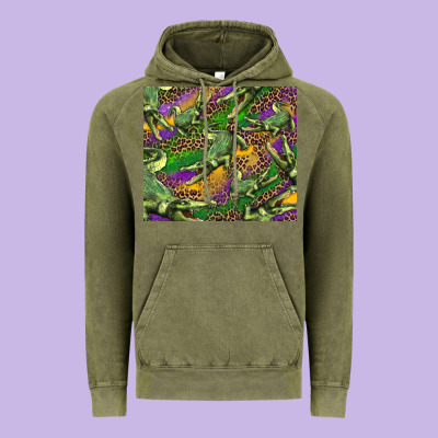 Vintage Hoodie mardi gras louisiana crocodile leopard