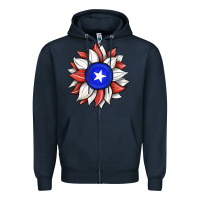 Navy sunflower puerto rico flag Zipper Hoodie - JahusDesignShop