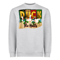Heather Grey christmas duck the halls Heavyweight Sweatshirt - Zillion Design Studio
