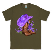 Army Green purple cowgirl  and roses Classic Tee - AdoDesignShop