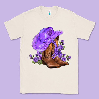 Purple Cowgirl  And Roses Classic Tee Designed By Adodesignshop