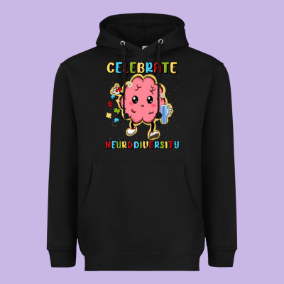 Celebrate Neurodiversity Heavyweight Hoodie Designed By Maliassmallbusiness