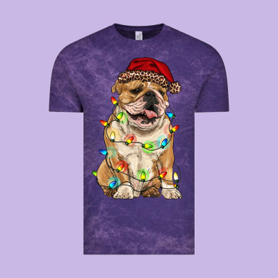 Christmas Bulldog Vintage Tee Designed By Ranaportraitstore