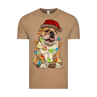 Vintage Coffee christmas bulldog Vintage Tee - RanaPortraitStore