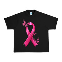 Black Breast Cancer Ribbon with Butterfly Urban Heavy Tee - texasbilliewilder