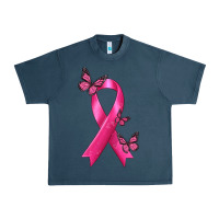 Midnight Navy Breast Cancer Ribbon with Butterfly Urban Heavy Tee - texasbilliewilder