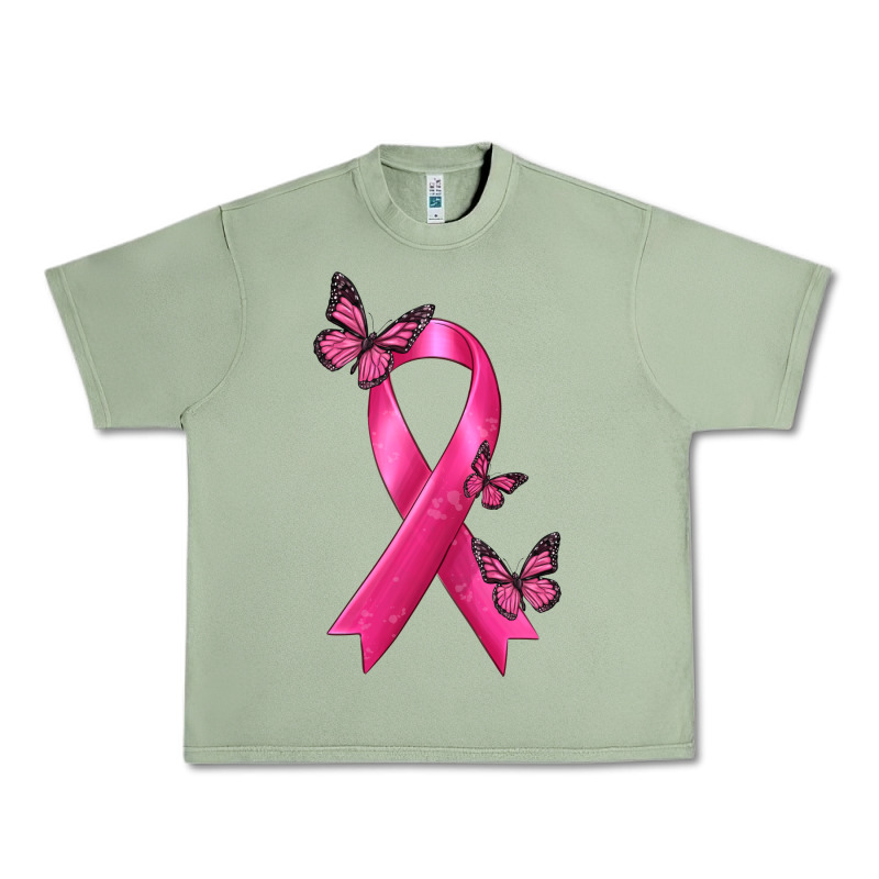 Breast Cancer Ribbon With Butterfly Urban Heavy Tee by texasbilliewilder | Teevron