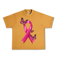 Peanut Butter Breast Cancer Ribbon with Butterfly Urban Heavy Tee - texasbilliewilder
