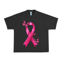 Pigment Black Breast Cancer Ribbon with Butterfly Urban Heavy Tee - texasbilliewilder