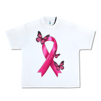 White Breast Cancer Ribbon with Butterfly Urban Heavy Tee - texasbilliewilder