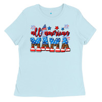 Baby Blue all american mama Ladies Tee - AdoDesignShop