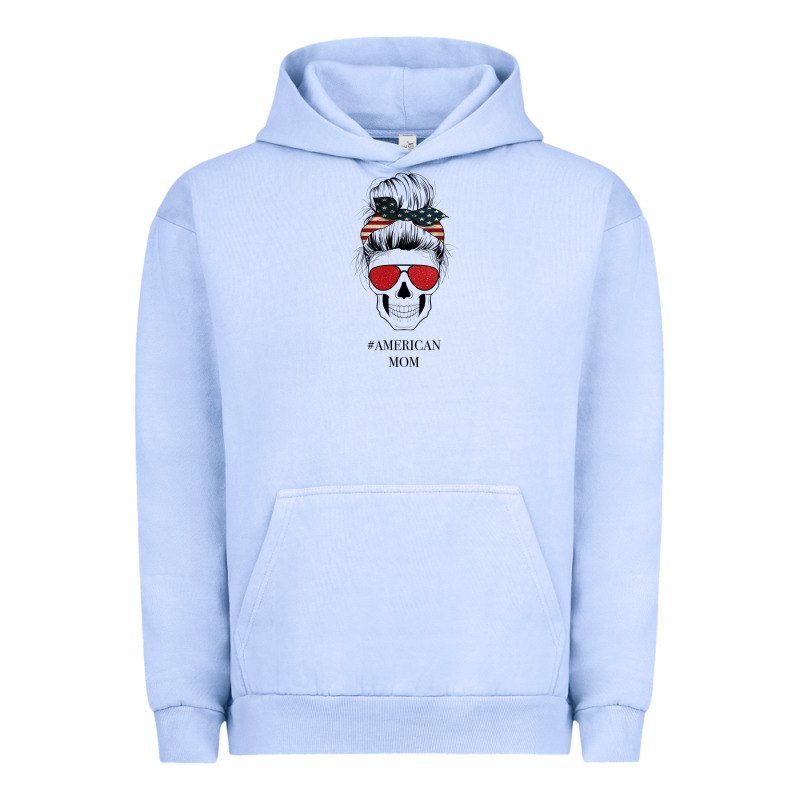 Glitter American Flag Patterned American Mom Skull Urban Hoodie by Bettercallsaul | Teevron