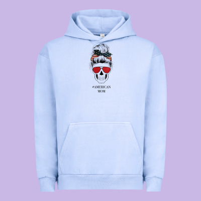 Glitter American Flag Patterned American Mom Skull Urban Hoodie Designed By Bettercallsaul