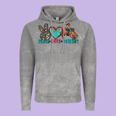 Peace Love Cowboy Vintage Hoodie Designed By Zillion Design Studio