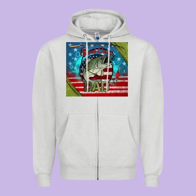 Reel Cool Dad Fishing Zipper Hoodie Designed By Jasminsmagicworld