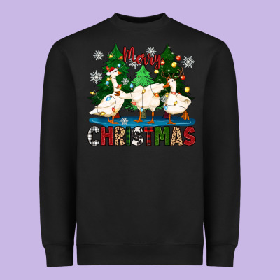 Merry Christmas Duck Heavyweight Sweatshirt Designed By Zillion Design Studio