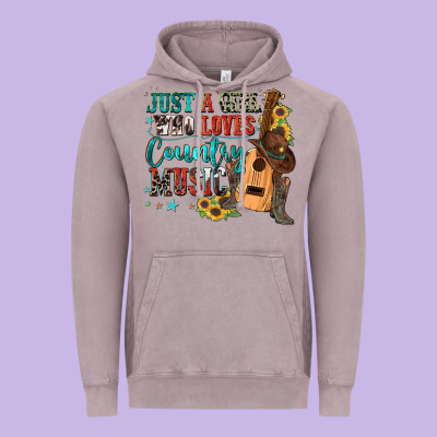 Just A Girl Who Loves Country Music Vintage Hoodie Designed By Zillion Design Studio
