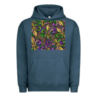 Pigment Midnight Navy mardi gras fleur de lis Urban Hoodie - RanaPortraitStore