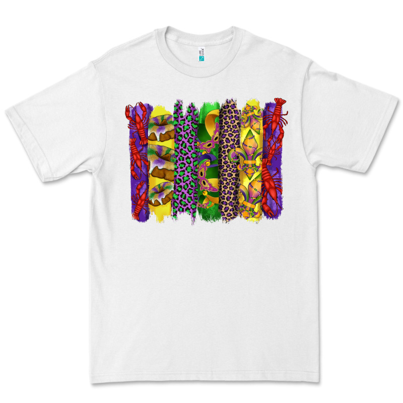 Mardi Gras Crawfish Cake And Mask With Leopar And Fleur De Lis Brushst Premium Tee by Artiststas | Teevron