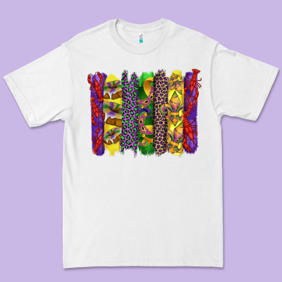 Mardi Gras Crawfish Cake And Mask With Leopar And Fleur De Lis Brushst Premium Tee Designed By Artiststas