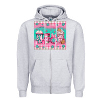 Heather Grey pink christmas coffee Zipper Hoodie - Jasminsmagicworld
