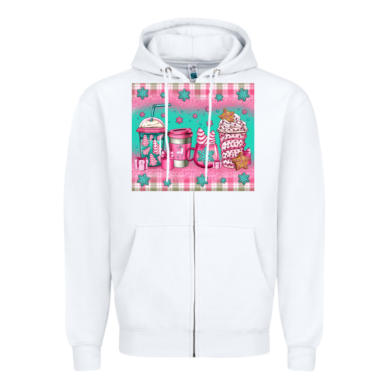 Pink Christmas Coffee Zipper Hoodie by Jasminsmagicworld | Teevron