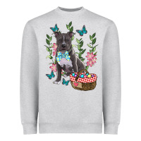 Heather Grey easter pitbull Heavyweight Sweatshirt - RanaPortraitStore