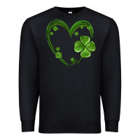 Black st patricks day shamrock heart Premium Sweatshirt - MaliasSmallBusiness