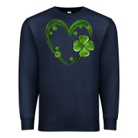Navy st patricks day shamrock heart Premium Sweatshirt - MaliasSmallBusiness
