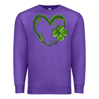 Purple st patricks day shamrock heart Premium Sweatshirt - MaliasSmallBusiness
