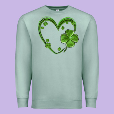 St Patricks Day Shamrock Heart Premium Sweatshirt Designed By Maliassmallbusiness