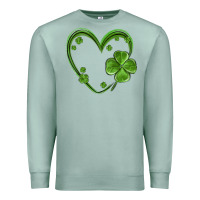 Seafoam st patricks day shamrock heart Premium Sweatshirt - MaliasSmallBusiness