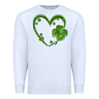 White st patricks day shamrock heart Premium Sweatshirt - MaliasSmallBusiness