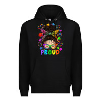 Black LGBTQ+ Messy Bun With Colorful Stars Premium Hoodie - BundleAndBundleShop