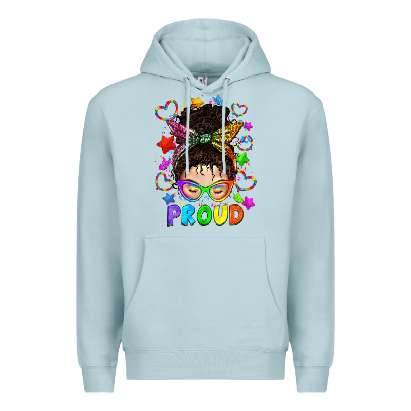 Lgbtq+ Messy Bun With Colorful Stars Premium Hoodie by BundleAndBundleShop | Teevron