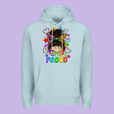 Lgbtq+ Messy Bun With Colorful Stars Premium Hoodie Designed By Bundleandbundleshop