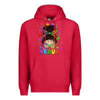 Cardinal LGBTQ+ Messy Bun With Colorful Stars Premium Hoodie - BundleAndBundleShop