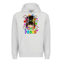 Dove Grey LGBTQ+ Messy Bun With Colorful Stars Premium Hoodie - BundleAndBundleShop