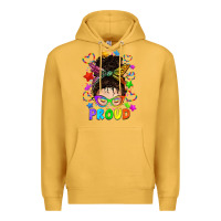 Mustard LGBTQ+ Messy Bun With Colorful Stars Premium Hoodie - BundleAndBundleShop